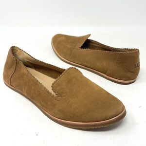 UGG Australia Vista Flats Womens Caramel Brown Soft Nubuck Loafers size 6.5